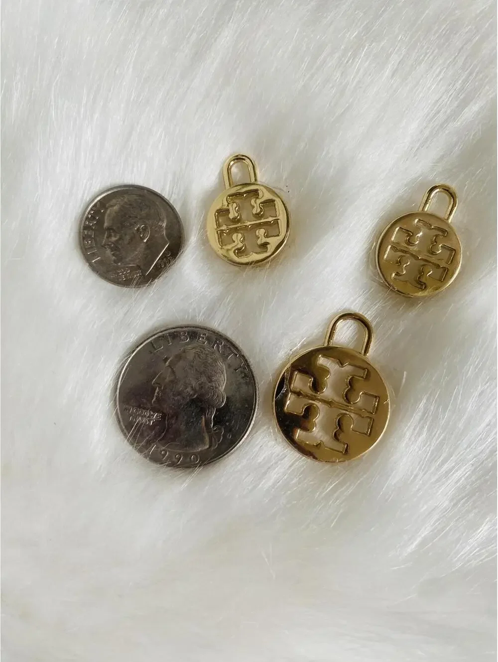 Tory Burch Gold Logo Charms Set of 3